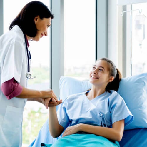 female doctor with female patient