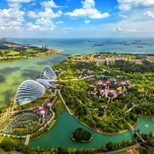 Bird eyes view of Singapore City skyline in Singapore