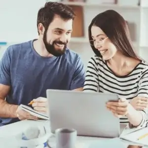 Couple deciding on a health insurance category