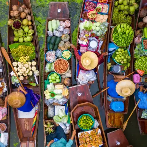 Floating market in Damnoen Saduak Thailand