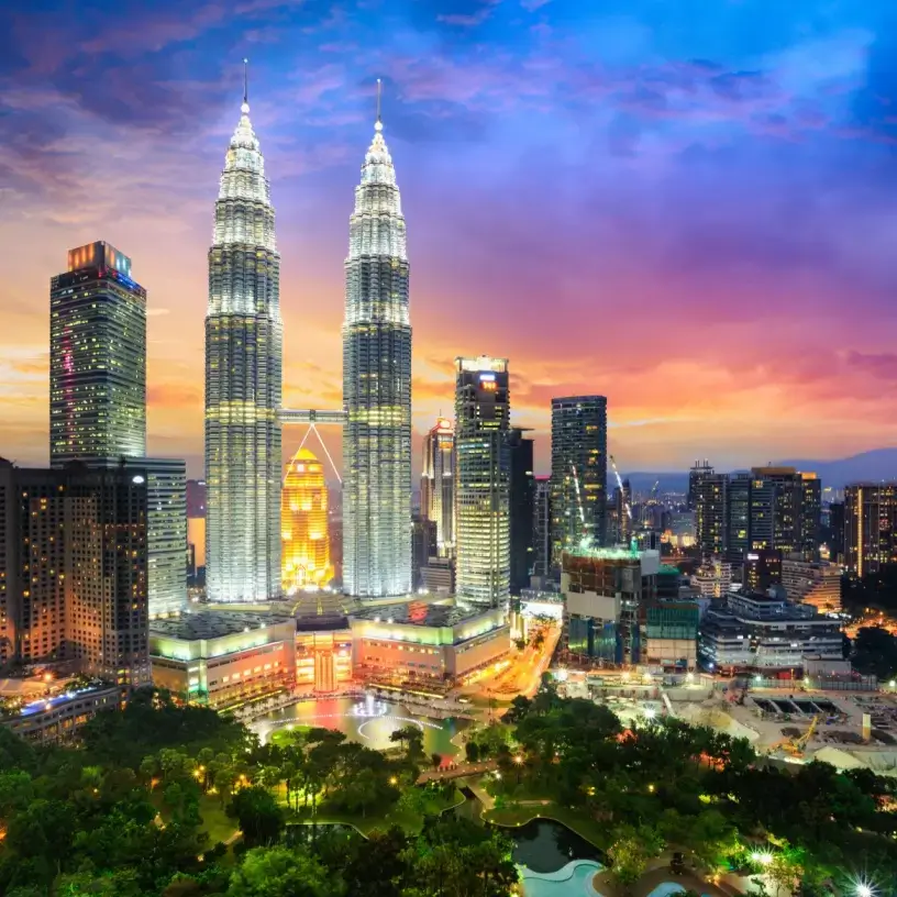 Kuala lumpur city in Malaysia at sunset