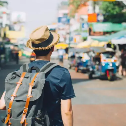 Man travelling with annual travel insurance