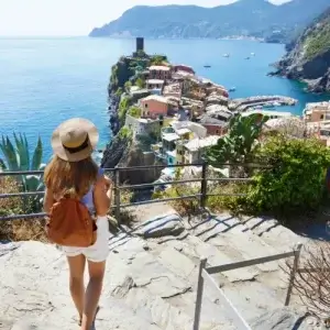 Woman on long term overseas trip in italy with travel insurance