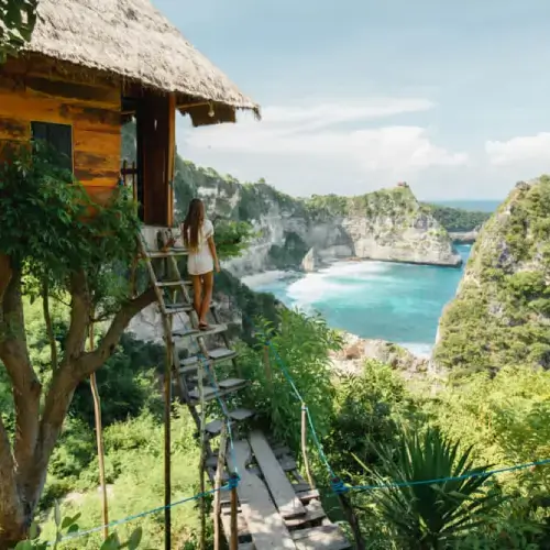 Women overlooking seaside Ubud Bali