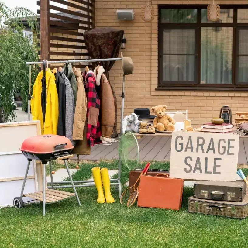 A backyard garage sale.