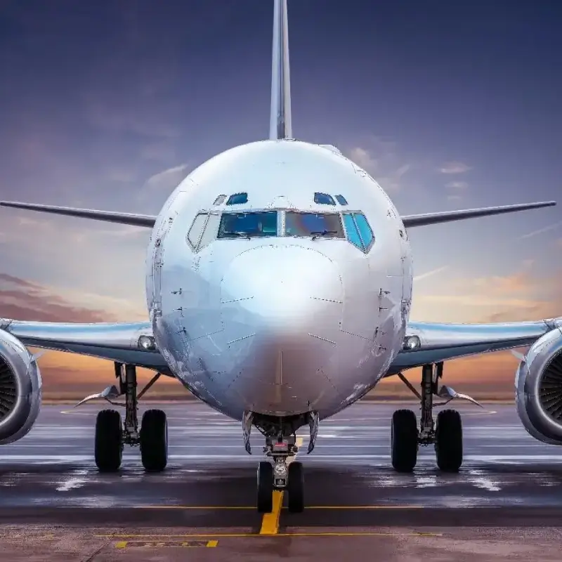 Plane landing on the airport runway