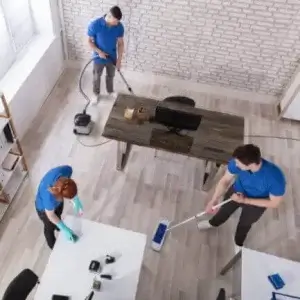 Professionals cleaning a rental home.
