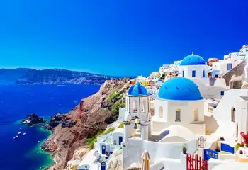 Buildings by the sea in Greece