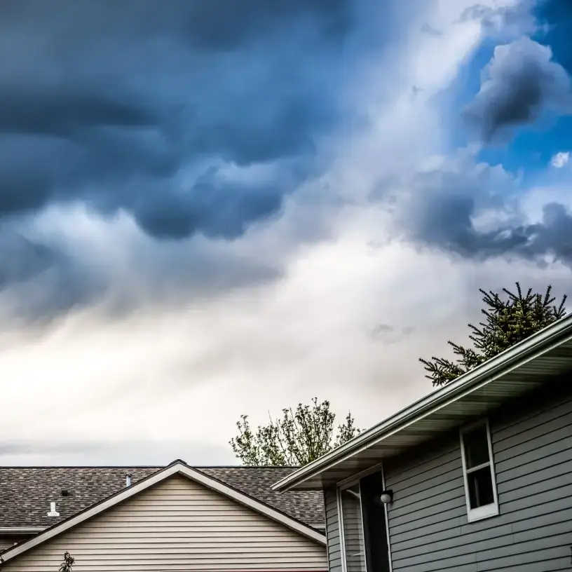 Storm clouds above an Australian home.