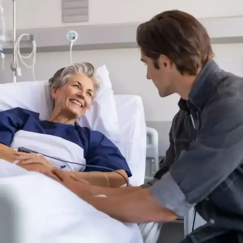 Woman being treated in hospital