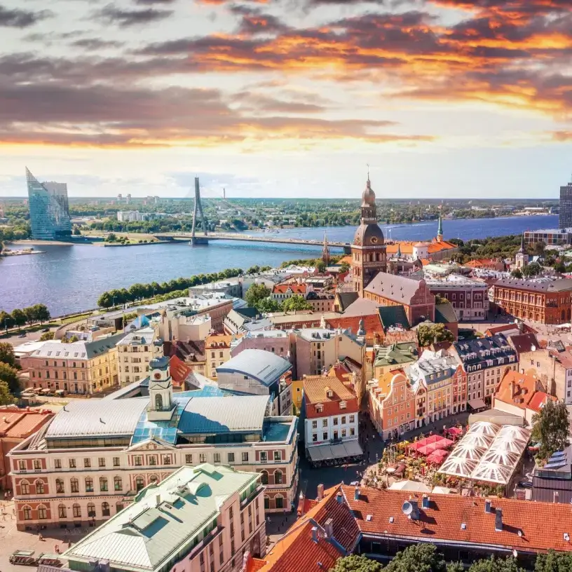 An overhead view of Riga, Latvia.