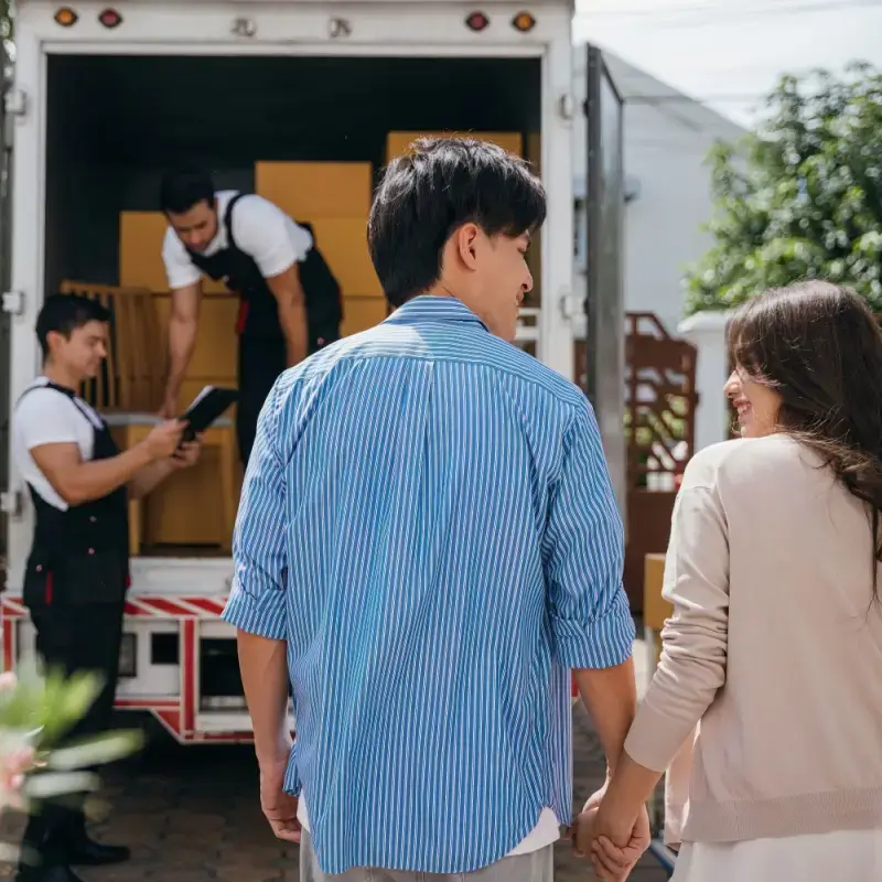 Couple moving in to new home
