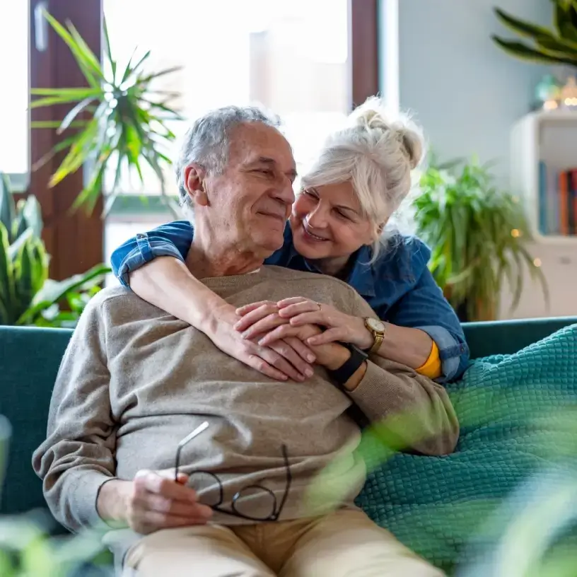 Happy senior couple at home