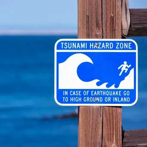 Tsunami natural disaster warning sign