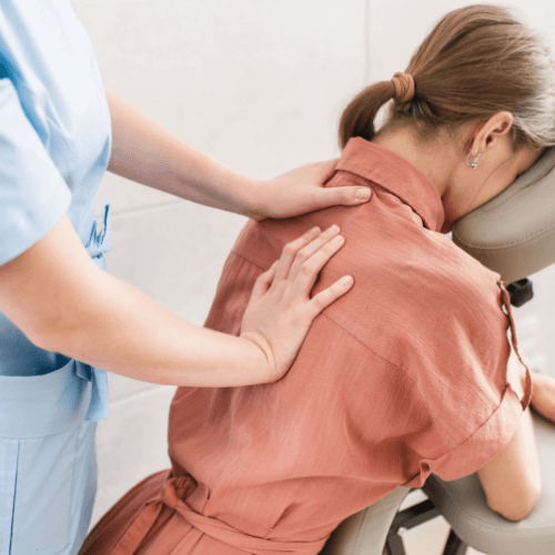 woman back massage chair