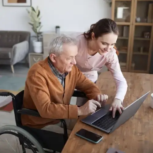 Support worker with her elderly patient