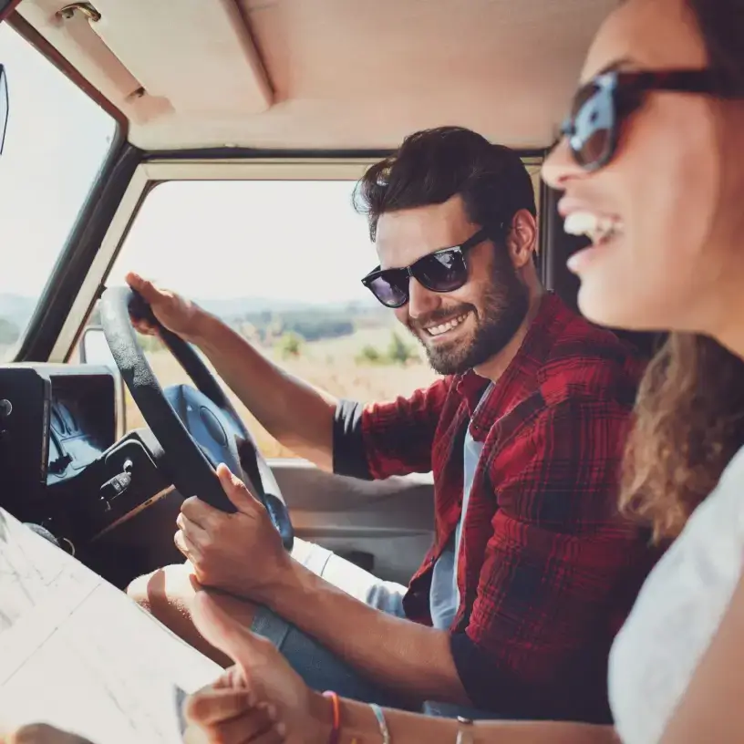 Happy Ccouple on a road trip
