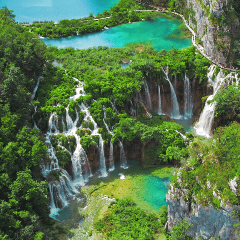 Plitvice Lakes and waterfalls in National Park Croatia