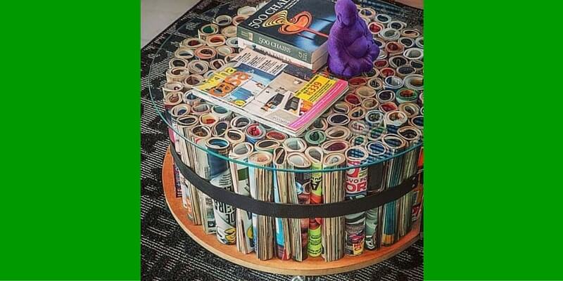 Make a coffee table from old magazines