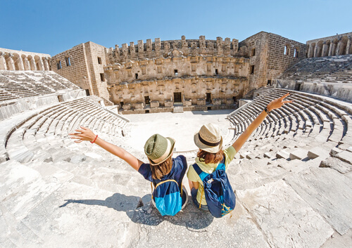 A couple at the Colosseum