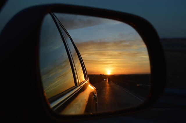 Driving away from the sunset