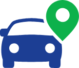 A car with a location icon