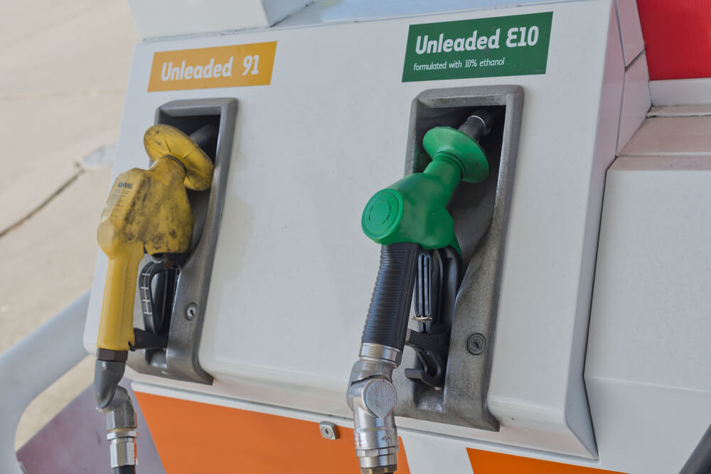 A petrol bowser with unleaded petrol and E10 petrol