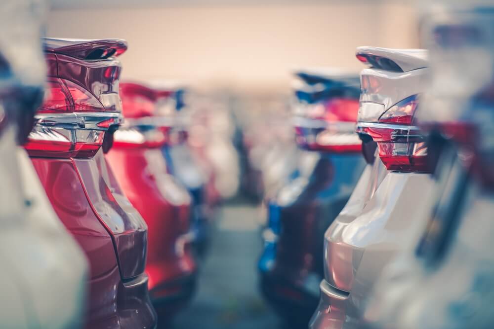 close up of cars parked close together