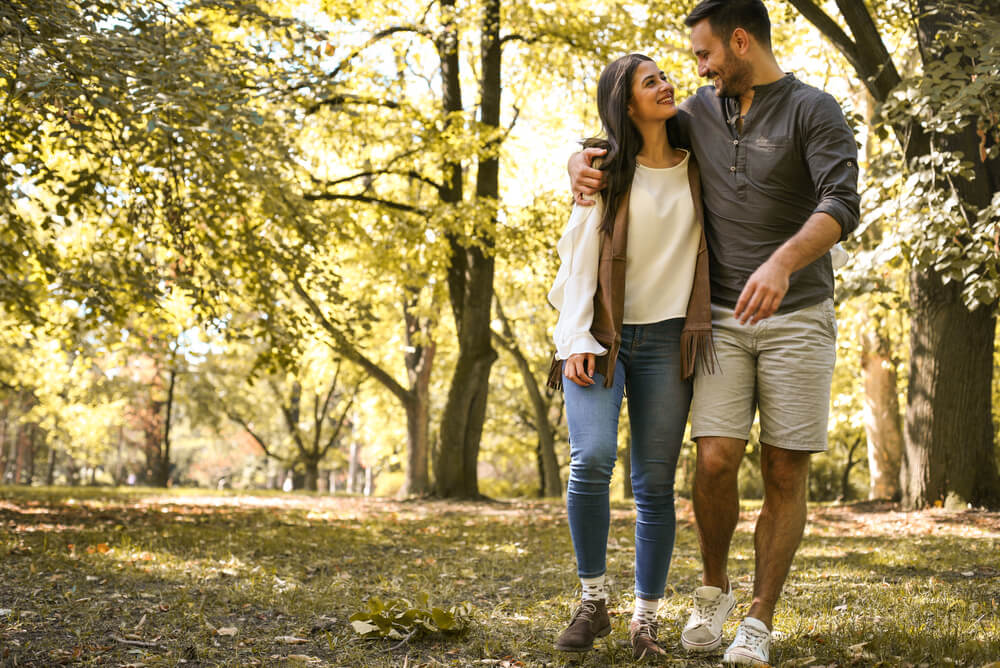 Couple in their 30's enjoying a walk