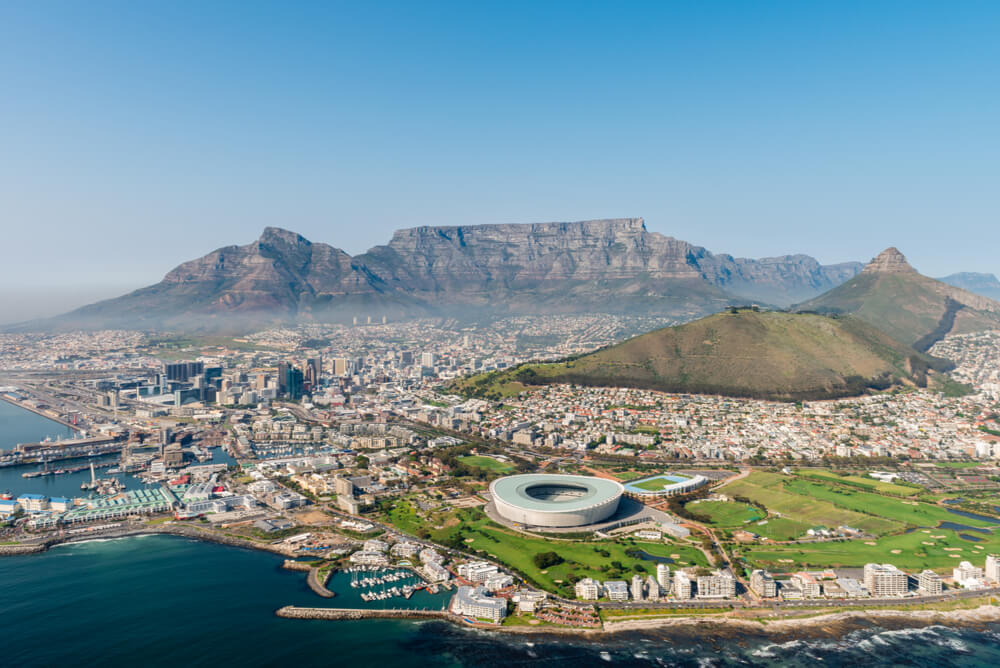 Cape Town, South Africa (aerial view from a helicopter)