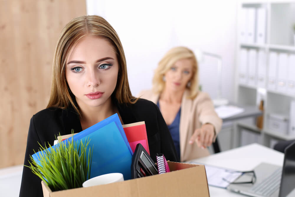 Woman getting let go from job