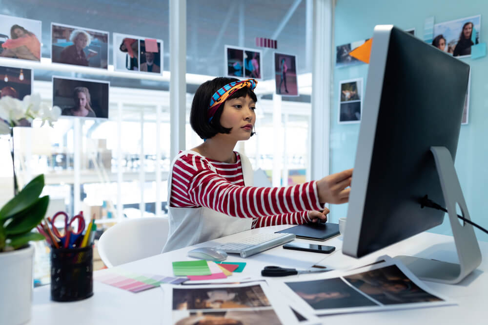 Artist working on computer