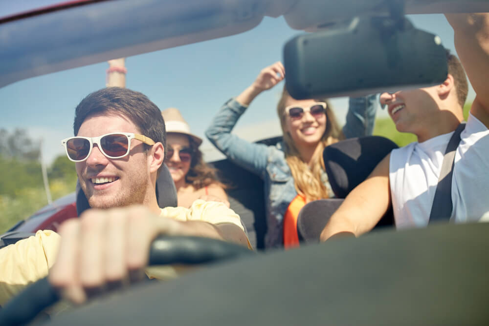 young friends driving