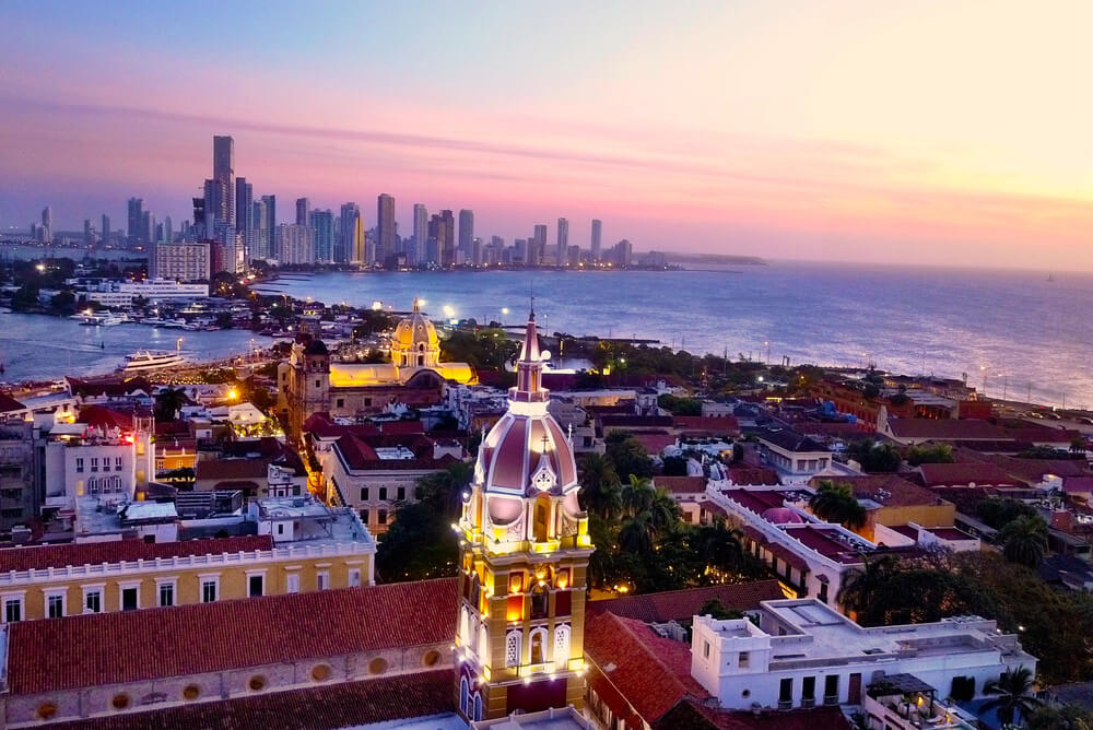Cartagena skyline at sunset