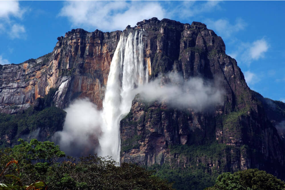 Waterfall of a mountain in Venezuela