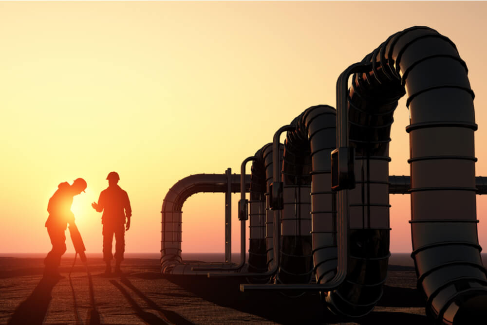 workers at a natural gas extraction site