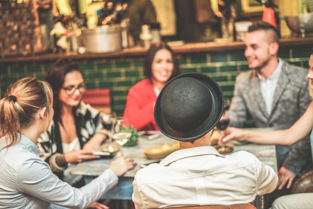 Group of friends at London pub