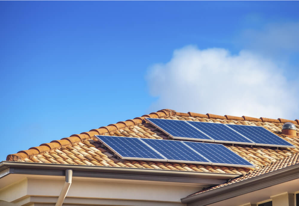 solar panels on roof