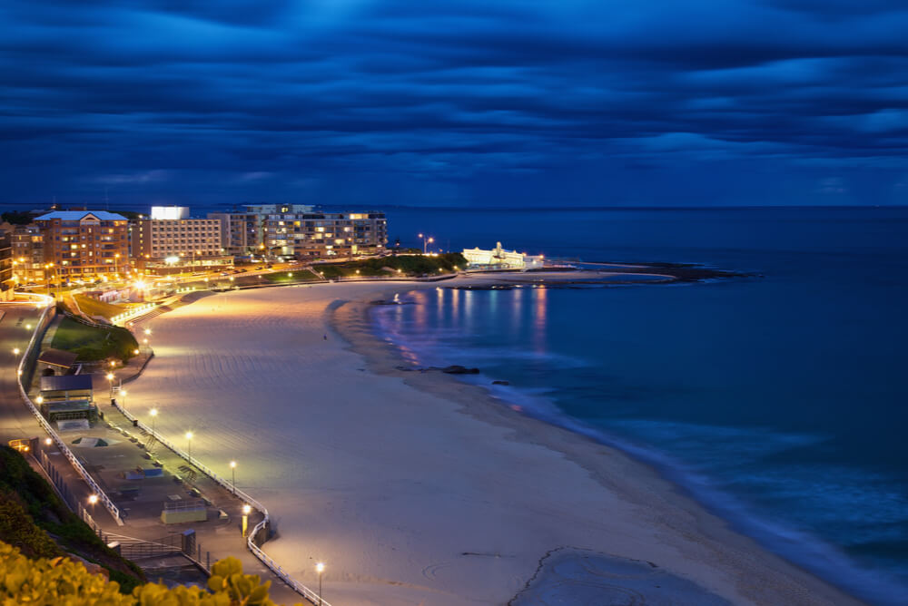 Newcastle Beach at twilight