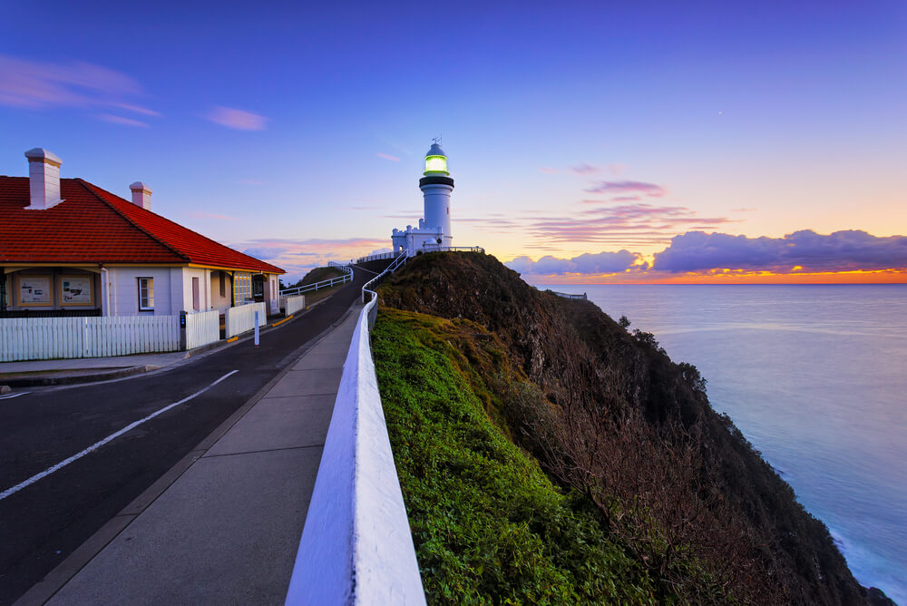 stunning sunrise at byron bay lighthouse demonstrating electricity providers nsw