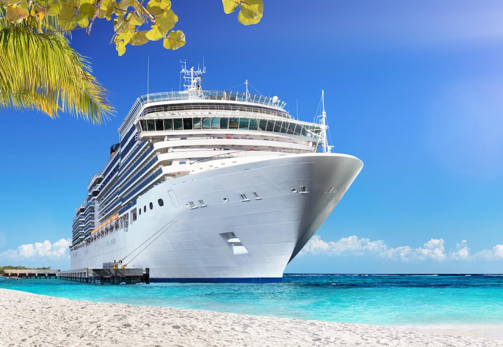 A cruise ship in island waters