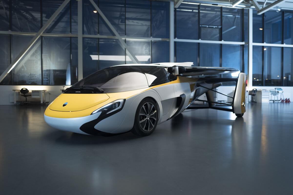 the AeroMobil in a hangar