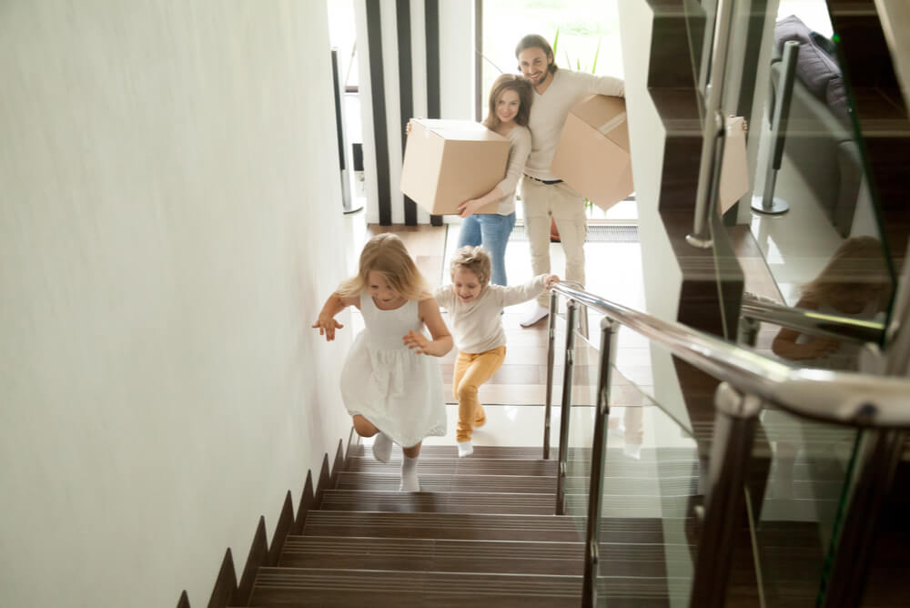 family moving into new home after connecting electricity