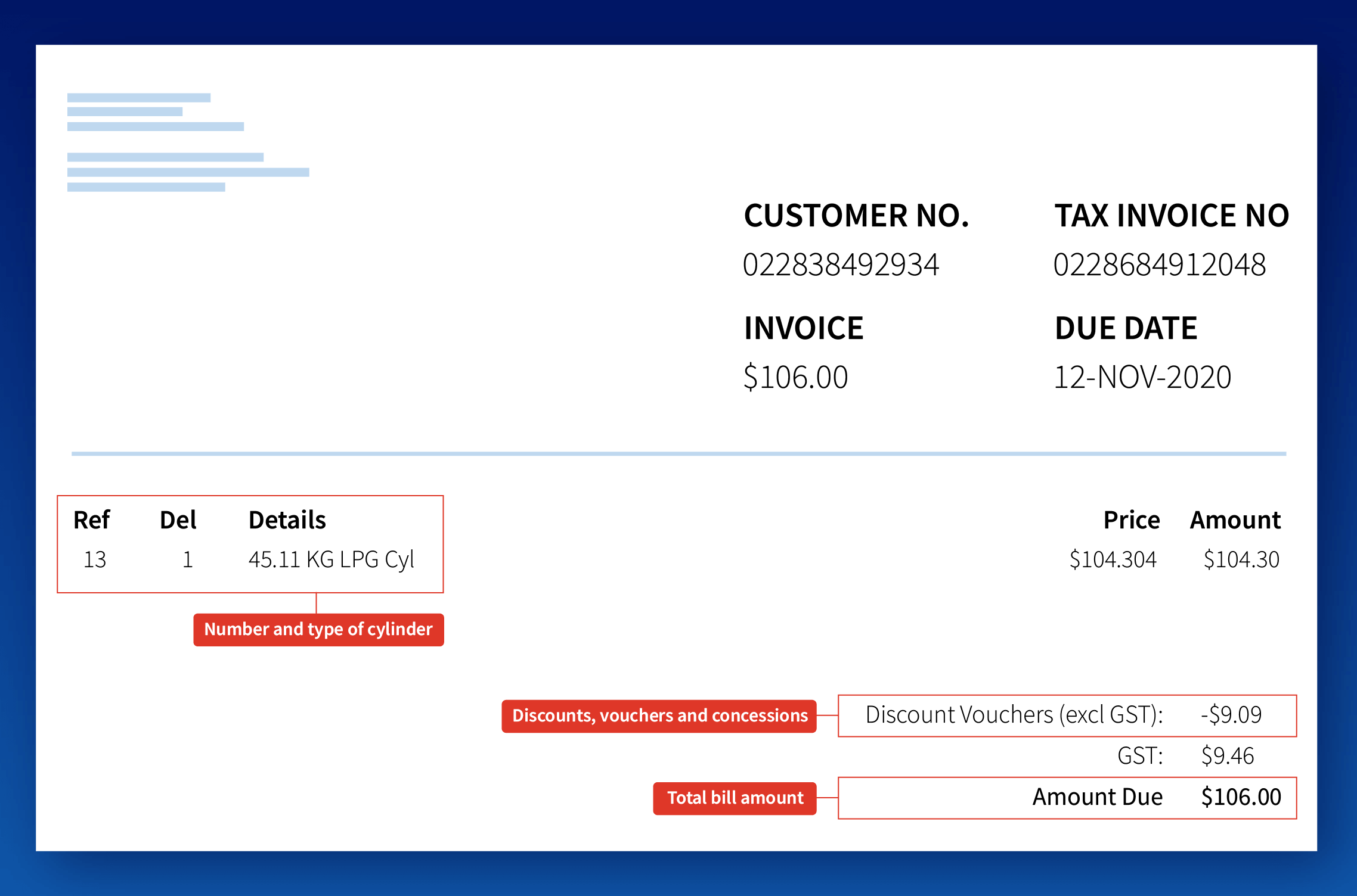 how to read an lpg gas bill