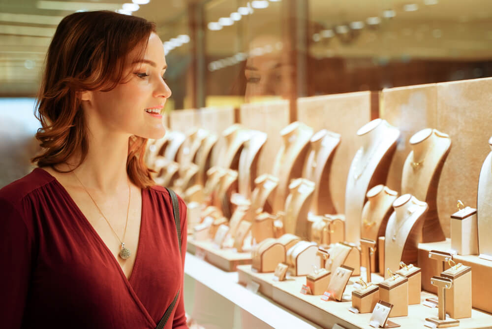 Woman in jewellery store