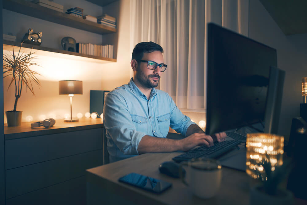 A man working at home office