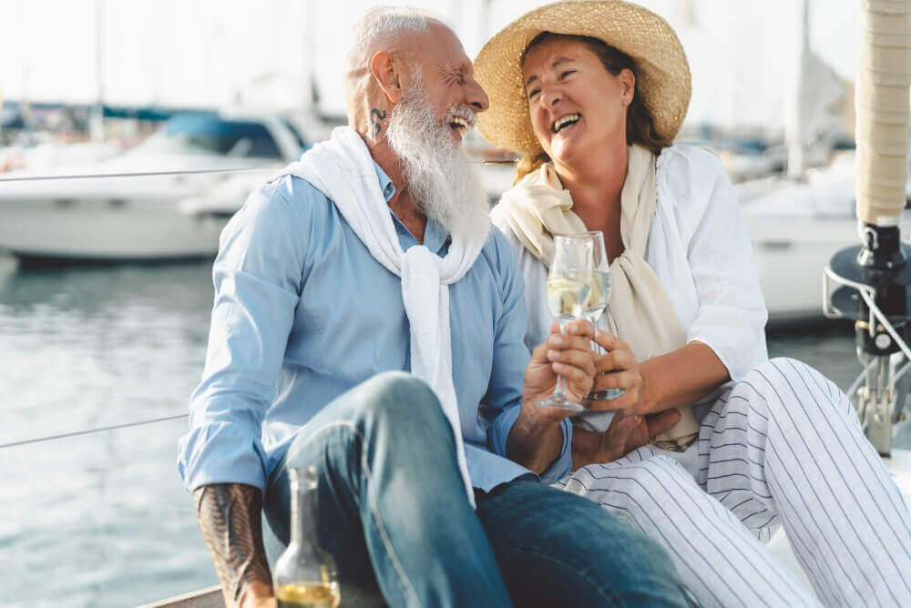 Senior couple enjoy life with seniors life insurance