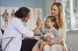 Family with private health insurance visit the doctor