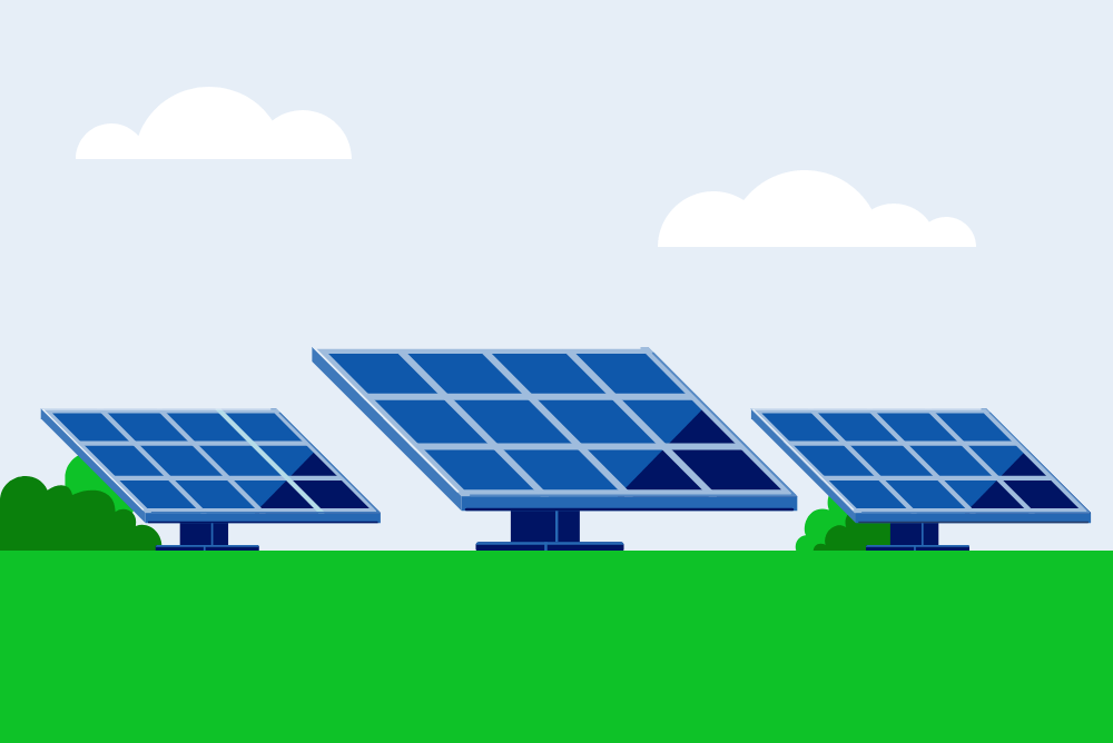 Solar panels producing renewable energy