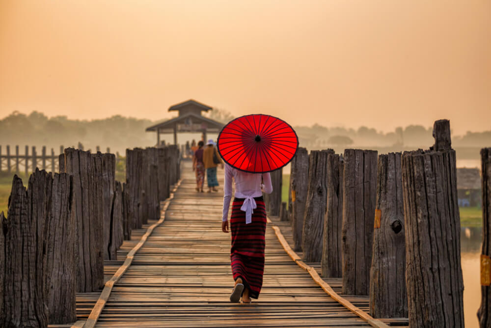 Woman travelling in Myanmar with comprehensive travel cover